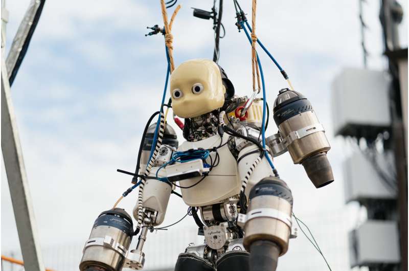 Humanoid robot achieves controlled flight using jet engines and AI-powered systems
